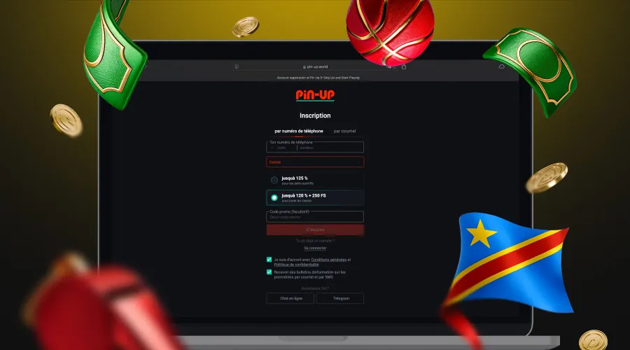 Inscription sur Pin Up Bet